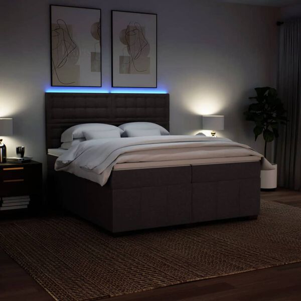 vidaXL kontinentaalvoodi madratsiga, tumepruun, 200x200 cm, kangas