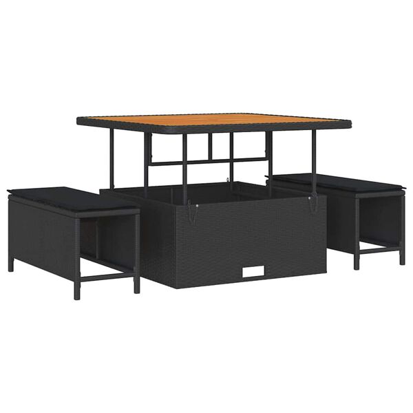 vidaXL Aia Diivanikomplekt padjaga ladustamisega padjaga 11 pcs Must