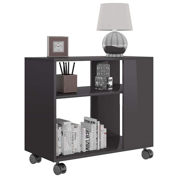 vidaXL lisalaud, kõrgläikega, hall, 70 x 35 x 55 cm tehispuit