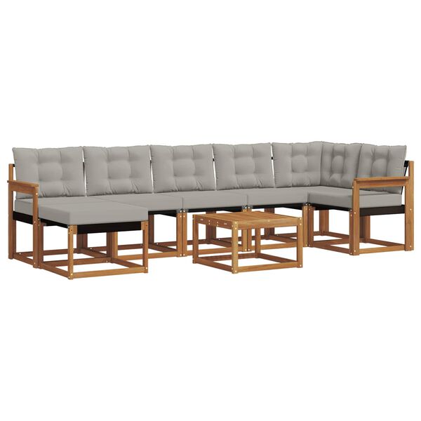 vidaXL V&auml;li diivanikomplekt padjaga 8 pcs Looduslik ja Hele Hall