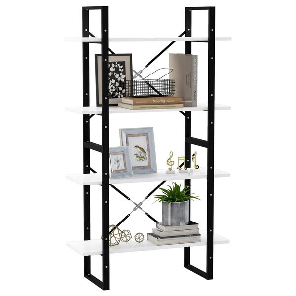 vidaXL 4-korruseline raamaturiiul, valge, 80x30x140 cm, tehispuit