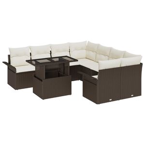 vidaXL Aia Diivanikomplekt padjaga 9 pcs Pruun Pol&uuml; Rattan