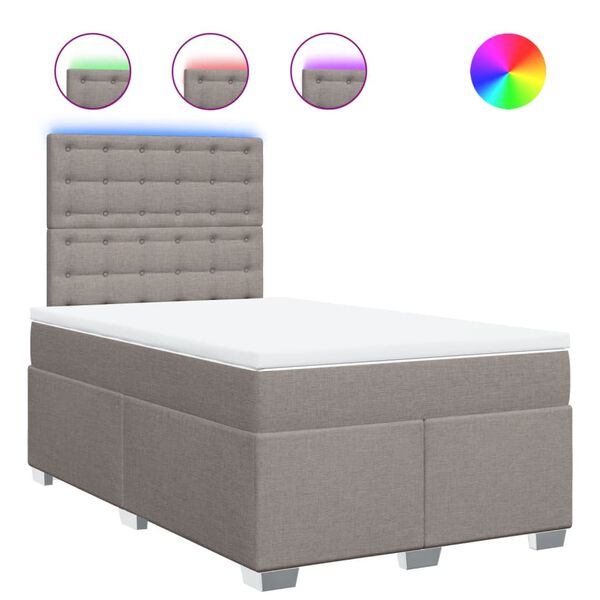 vidaXL kontinentaalvoodi madratsiga, pruunikashall, 120x200 cm, kangas