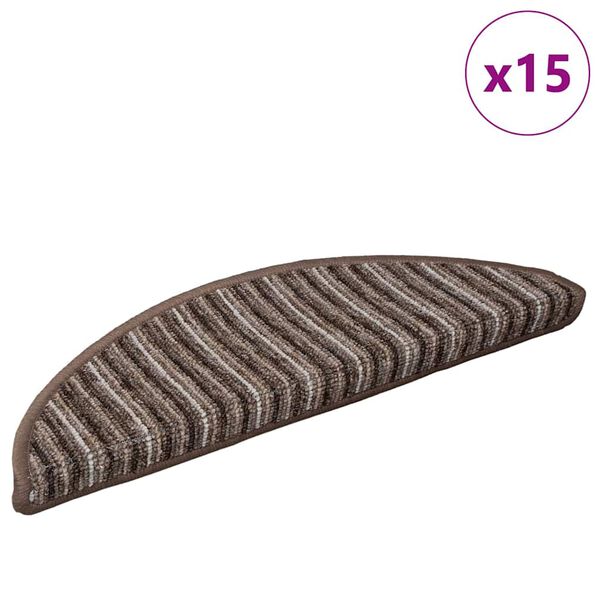 vidaXL Iseliimuvad treppimatid 15 pcs Pruun 56 x 17 x 3 cm