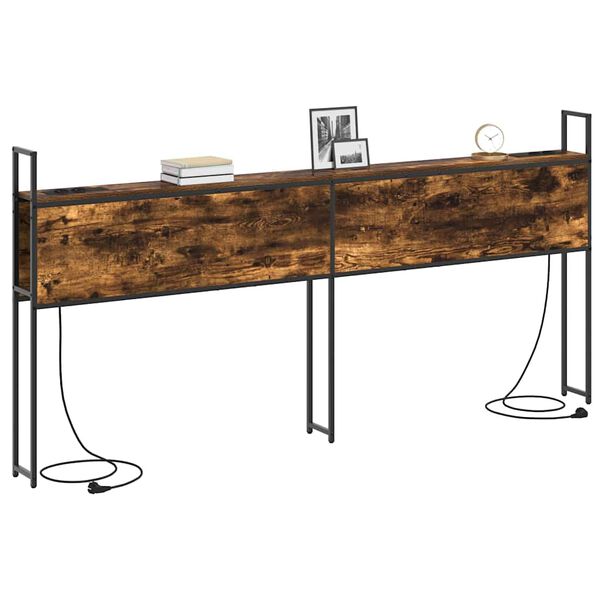 vidaXL S&auml;ilitusega peatoed laadimisjaamaga Suitsutatud tamm 200 cm