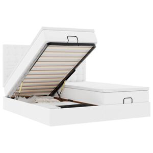 vidaXL Ottomani voodiraam madratsitega, valge, 180x200 cm, kunstnahk