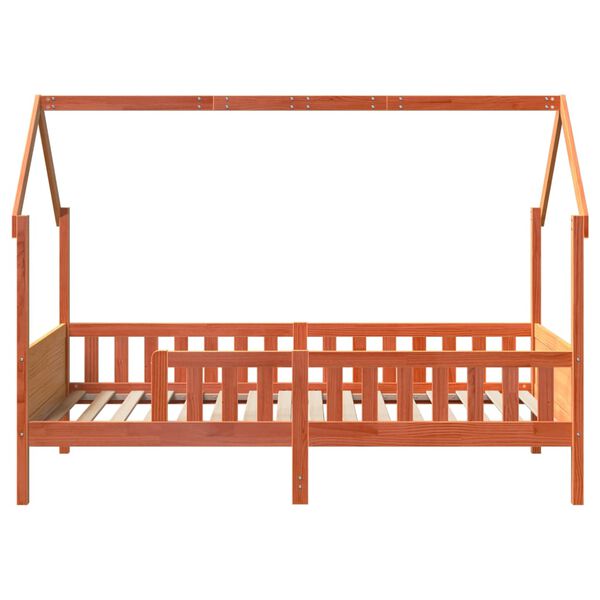 vidaXL laste majavoodi raam, vahapruun, 80x200 cm, m&auml;nnipuit