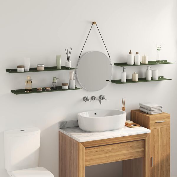 vidaXL Ujuv riiul 4 pcs K&uuml;pset roheline 80 x 18 x 2,5 cm Teras