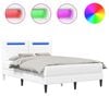 vidaXL Voodi raam LED-ribadega peaga Valge 140 x 190 cm Kunstnahk