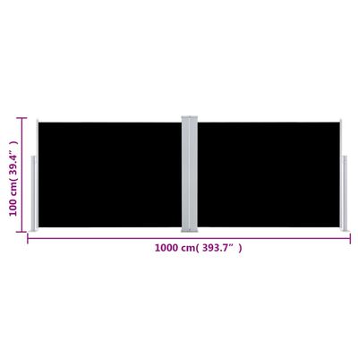 vidaXL lahtitõmmatav külgsein, must, 100 x 1000 cm