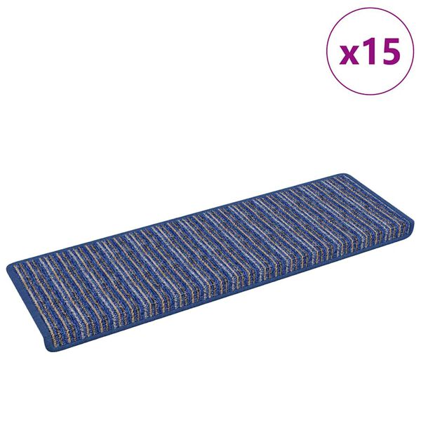 vidaXL Iseliimuvad treppimatid Triibuline 15 pcs Sinine 65 x 21 x 4 cm