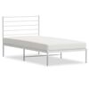 vidaXL metallist voodiraam peatsiga, valge, 90 x 190 cm
