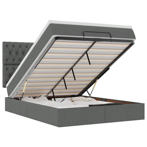 vidaXL ottomani voodi madratsiga, tumehall, 140x200 cm, kangas