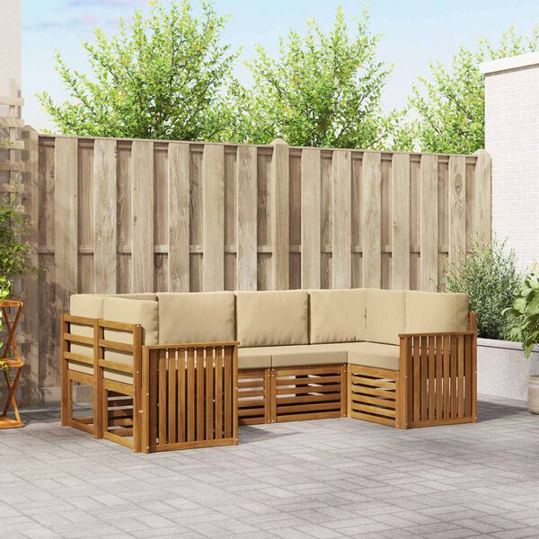 vidaXL Nurgadiivanikomplekt padjaga 6 pcs Neutraalne Tugev akatsiapuu