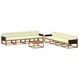 vidaXL V&auml;li diivanikomplekt padjaga 9 pcs Looduslik ja kreem