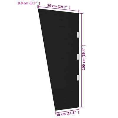 vidaXL ukse varikatuse külgpaneel, must 50x100 cm, karastatud klaas