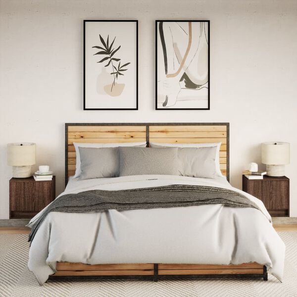 vidaXL seinale kinnitatavad öökapid LED-tuledega 2 tk, pruun tamm