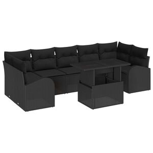 vidaXL Aia Diivanikomplekt padjaga padjaga 8 pcs Must Pol&uuml; Rattan