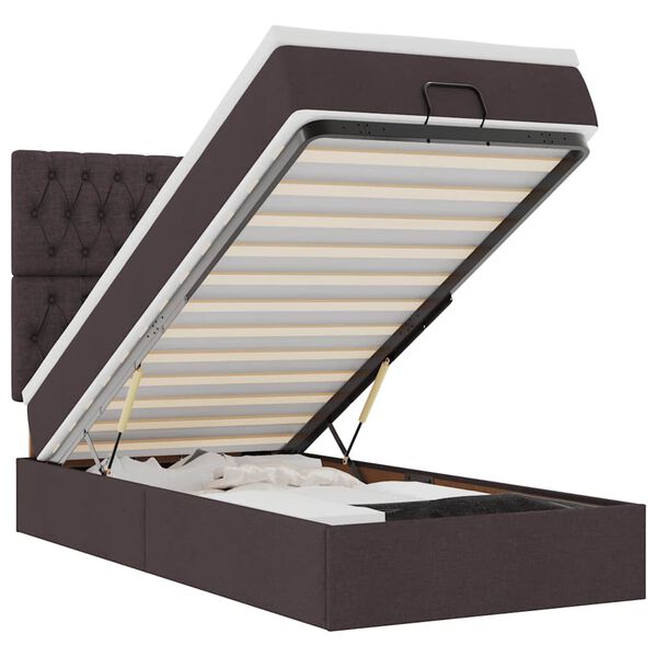 vidaXL Ottomani voodiraam madratsiga, tumepruun, 90x190cm, kangas