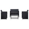 vidaXL 4-osaline aiamööblikomplekt patjadega, polürotang, must