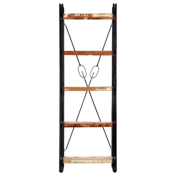 vidaXL 5 riiuliga raamaturiiul, 60 x 30 x 180 cm, taaskasutatud puit