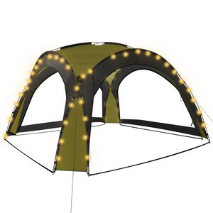 vidaXL peotelk LEDi ja 4 k&uuml;lgseinaga, 3,6 x 3,6 x 2,3 m roheline