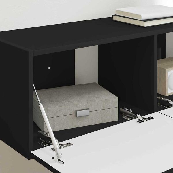 vidaXL TV Seina Kapp 2 pcs Must 98 x 31 x 29,5 cm Tehispuit