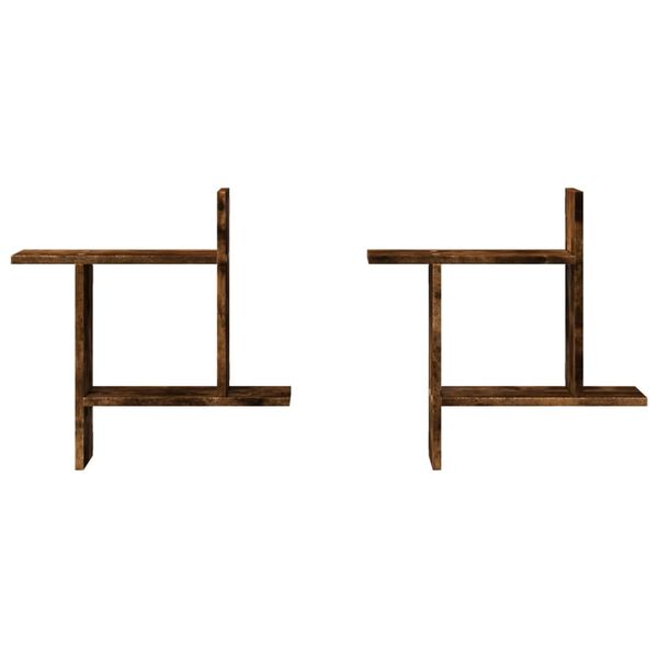 vidaXL seinariiulid 2 tk, suitsutatud tamm, 50x12x50 cm, tehispuit