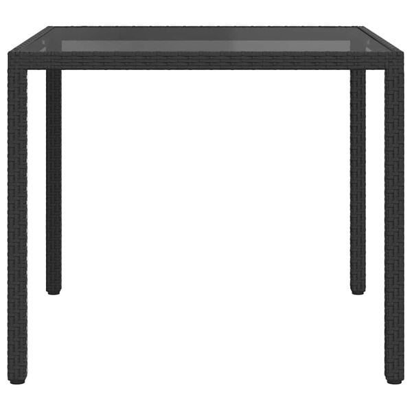 vidaXL aialaud 90 x 90 x 75 cm, karastatud klaas ja polürotang, must