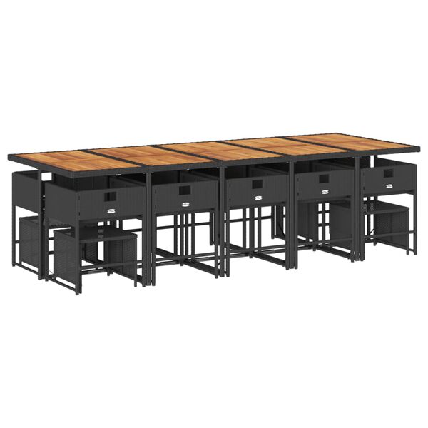 vidaXL 15-osaline aia s&ouml;&ouml;gim&ouml;&ouml;bli komplekt patjadega, must, pol&uuml;rotang