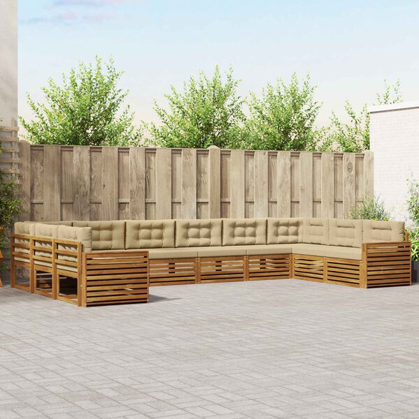 vidaXL Diivanikomplektid 7 pcs Looduslik ja beež Tugev akatsiapuu