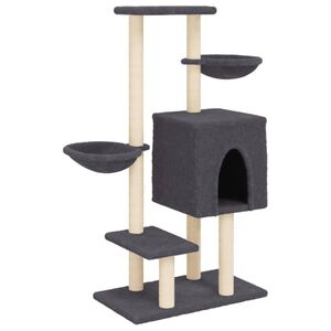 vidaXL kassimaja sisalk&ouml;itega kraapimispostidega, tumehall, 117 cm