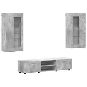 vidaXL Telerikapi komplekt sahtliga FLORIN 3 pcs Betoonhall Tehispuit