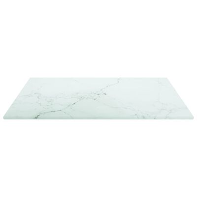 vidaXL lauaplaat, valge 40x40 cm, 6 mm, karastatud klaas marmordisain