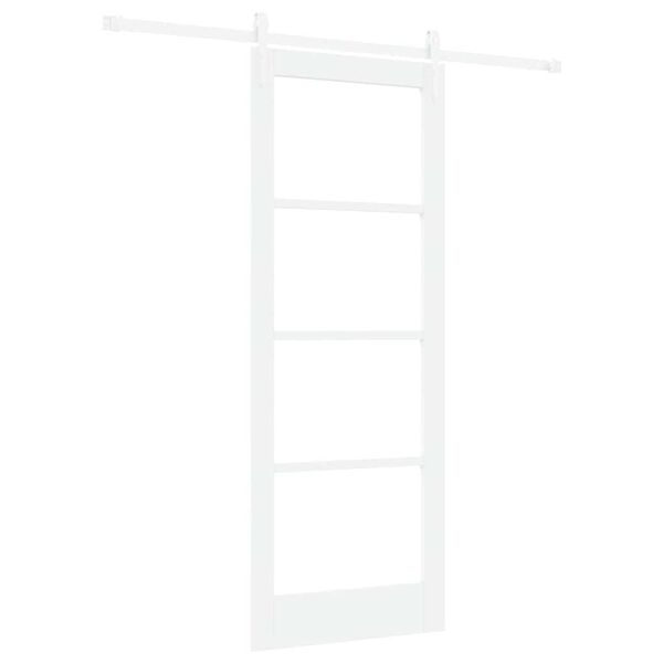 vidaXL Libisev uks Valge 78 x 202 cm Soe männipuit ja klaas