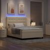 vidaXL LED Box Spring Voodi madratsiga peaga cream 160 x 200 cm kangas