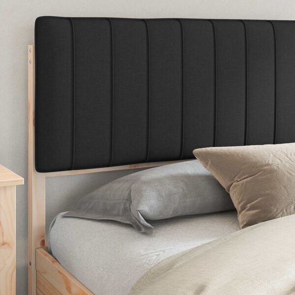 vidaXL Voodiraam Pehme Peatoega peaga Must 200 x 200 cm Tahke m&auml;nd