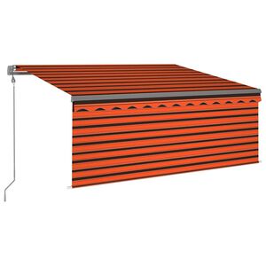 vidaXL automaatne varikatus LED, tuuleandur, 3,5x2,5 m oranž/pruun