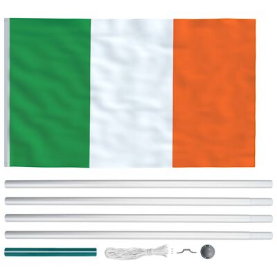 vidaXL Iirimaa lipp ja lipumast, alumiinium, 6,2 m