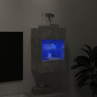 vidaXL teleri seinakapp LED-tuledega, betoonhall, 40 x 30 x 60,5 cm