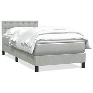 vidaXL Box Vedruvoodi madratsiga Helehall 80x210 cm samet