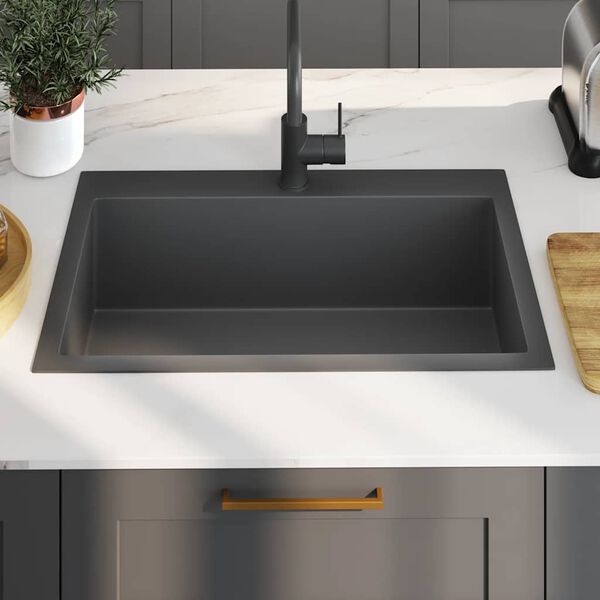 vidaXL käsitsi valmistatud köögivalamu, must, roostevaba teras