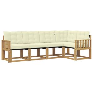 vidaXL V&auml;li diivanikomplekt padjaga 5 pcs Valge ja kreemjas