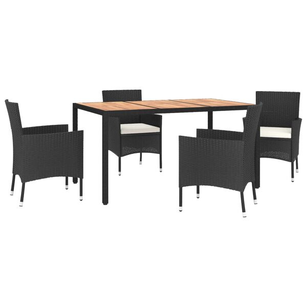 vidaXL 5-osaline aiam&ouml;&ouml;bli komplekt patjadega, must, pol&uuml;rotang