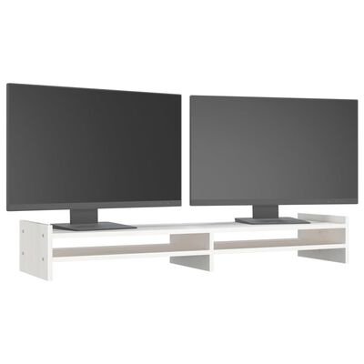 vidaXL monitorialus, valge, 100x27x15 cm, männipuit