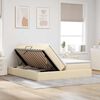 vidaXL Voodi hoiukohaga ja madratsiga cream 200 x 200 cm Pol&uuml;ester