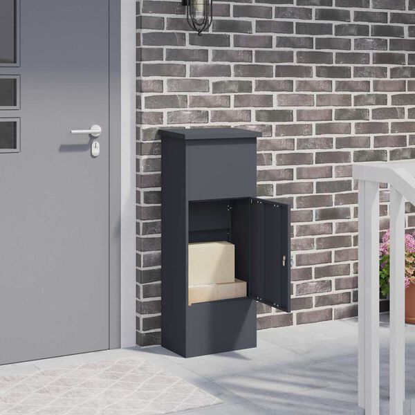 vidaXL Pakiautomaat uksega Antratsiit 44,5 x 29 x 110,5 cm Teras