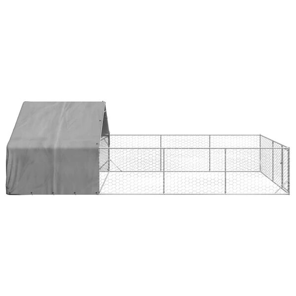 vidaXL Outdoor Dog Kennel Run 7x3x1,9 m tsingitud terasega