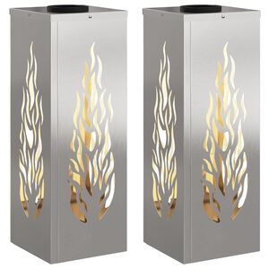 vidaXL P&auml;ikese LED k&auml;igutee tuli 2 pcs H&otilde;bedane Roostevaba teras
