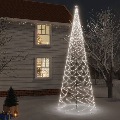 vidaXL jõulupuu vaiaga, külm valge, 3000 LEDi, 800 cm